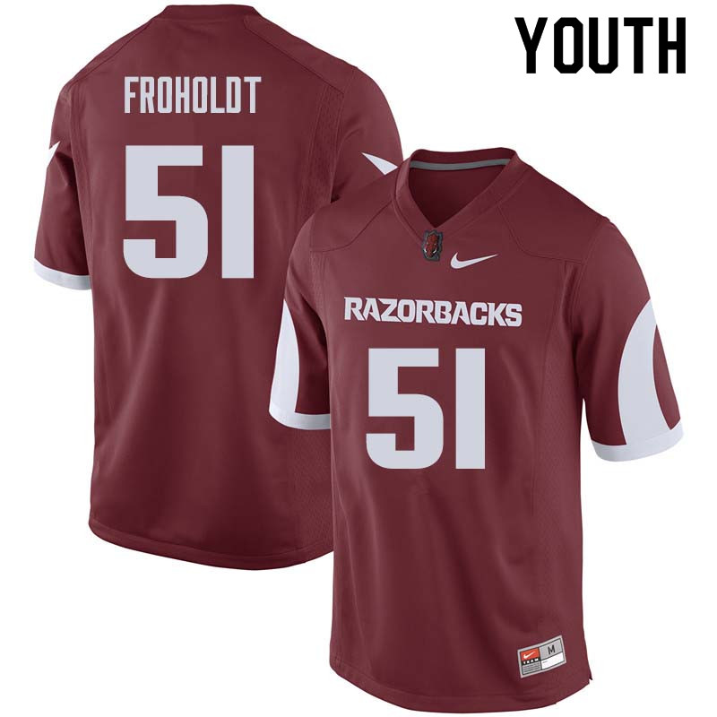 Youth #51 Hjalte Froholdt Arkansas Razorback College Football Jerseys Sale-Cardinal